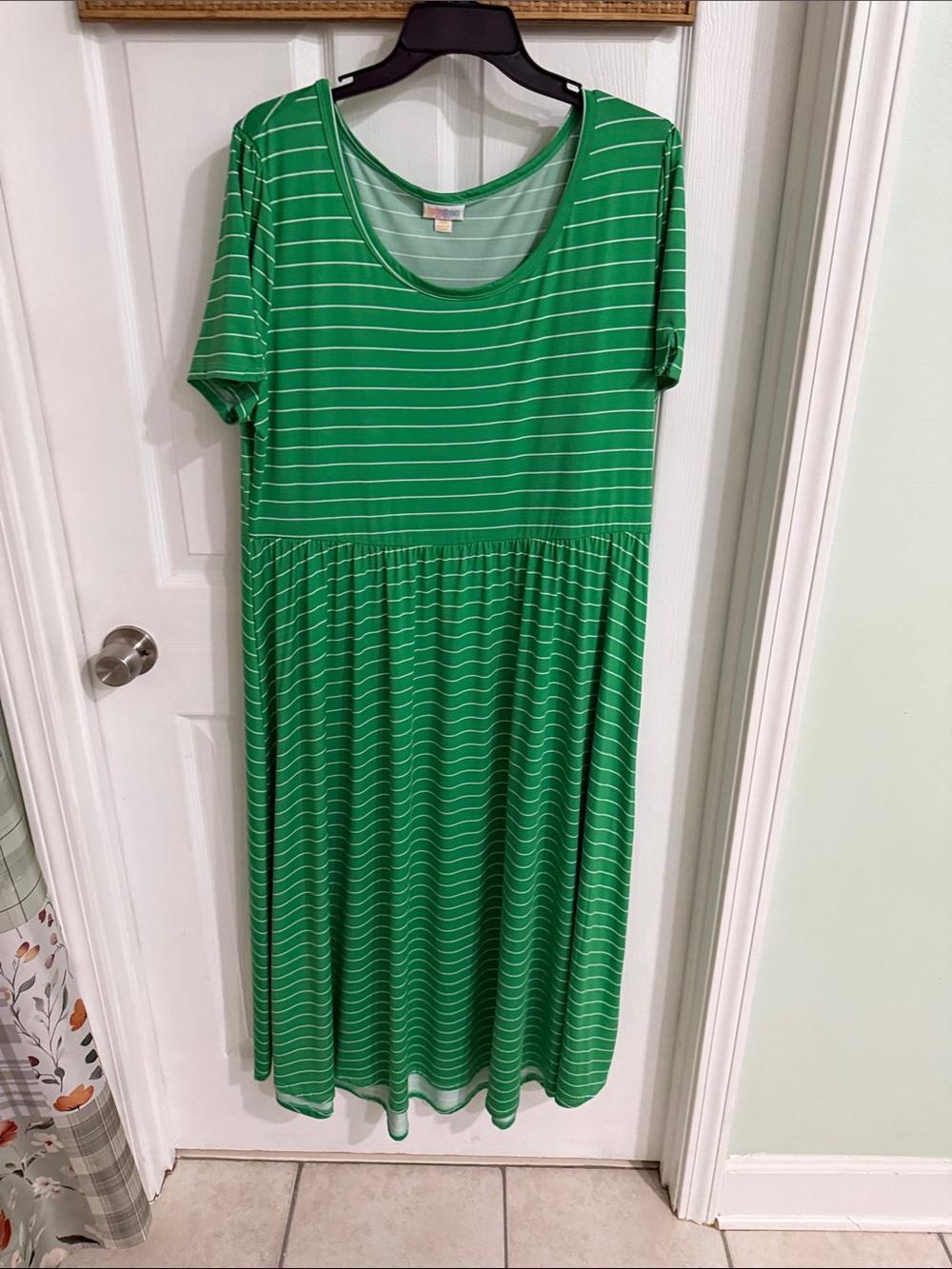 LuLaRoe Green Striped Maxi Dress